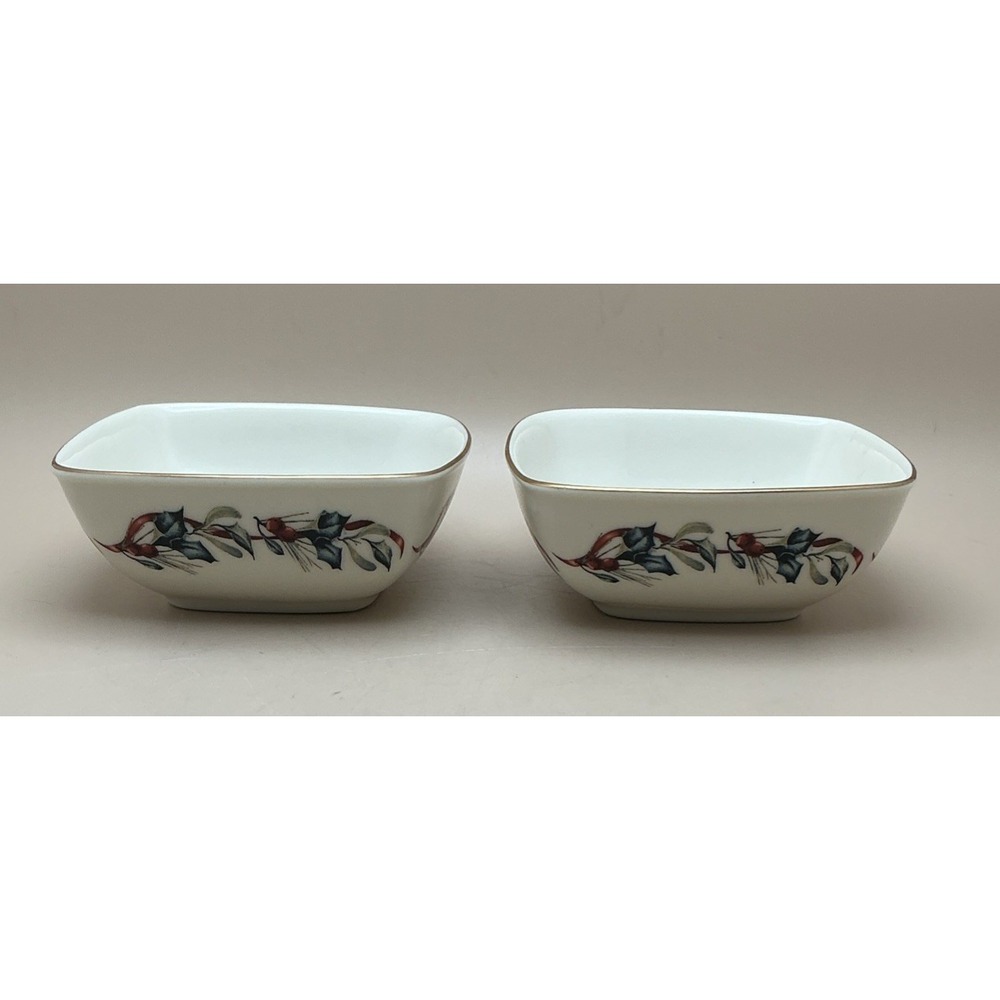 Lenox Winter Greetings 4x4 Ivory Porcelain Dipping Bowls,‎ Chickadee & Nuthatch